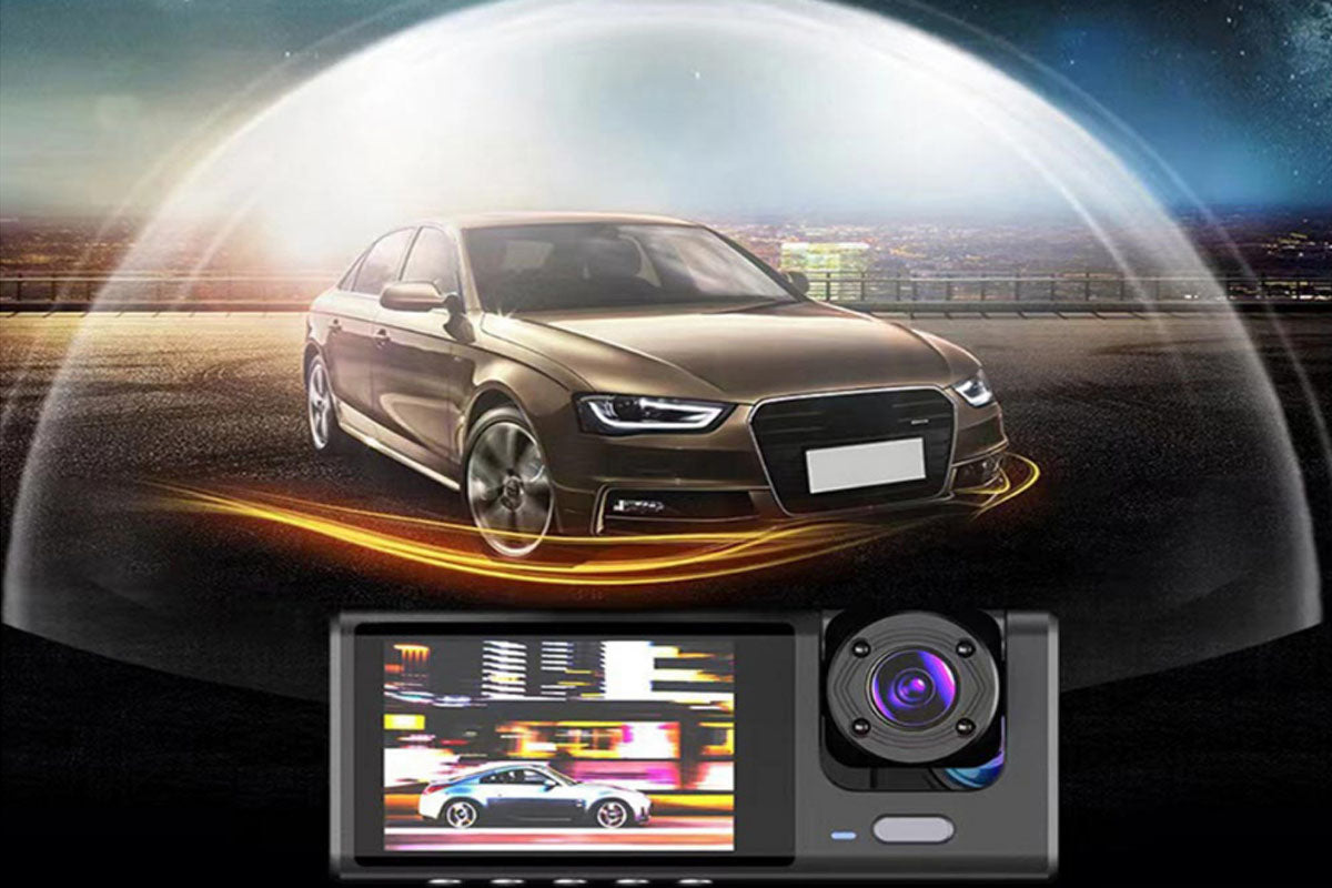 Front and Rear Inside 3 Channel Car Dash Cam with 32GB Card