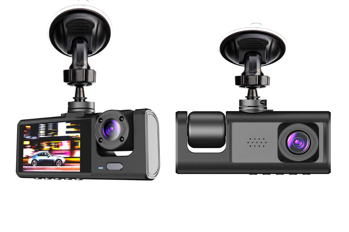 Front and Rear Inside 3 Channel Car Dash Cam with 32GB Card