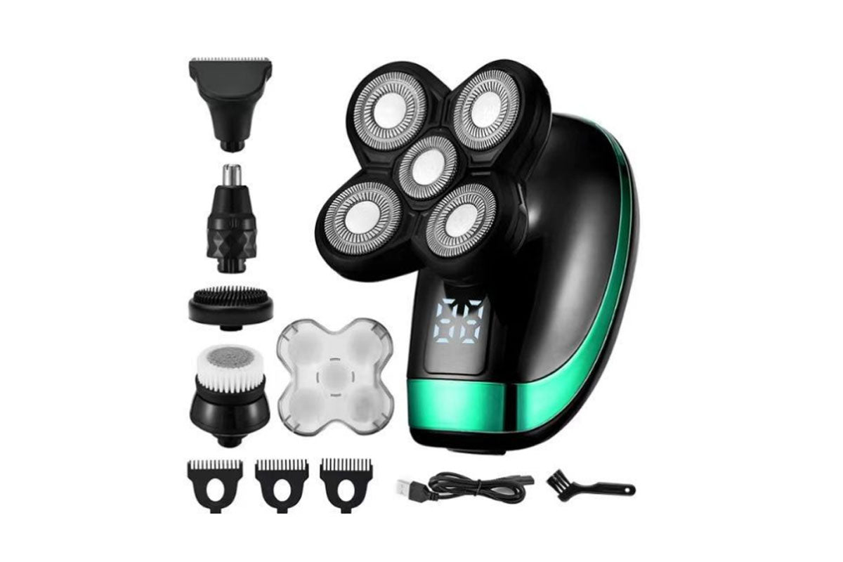 Detachable Head Shavers for Men 5 in 1 Electric Waterproof Digital Display Razor Wet/Dry Bald Head Shavers