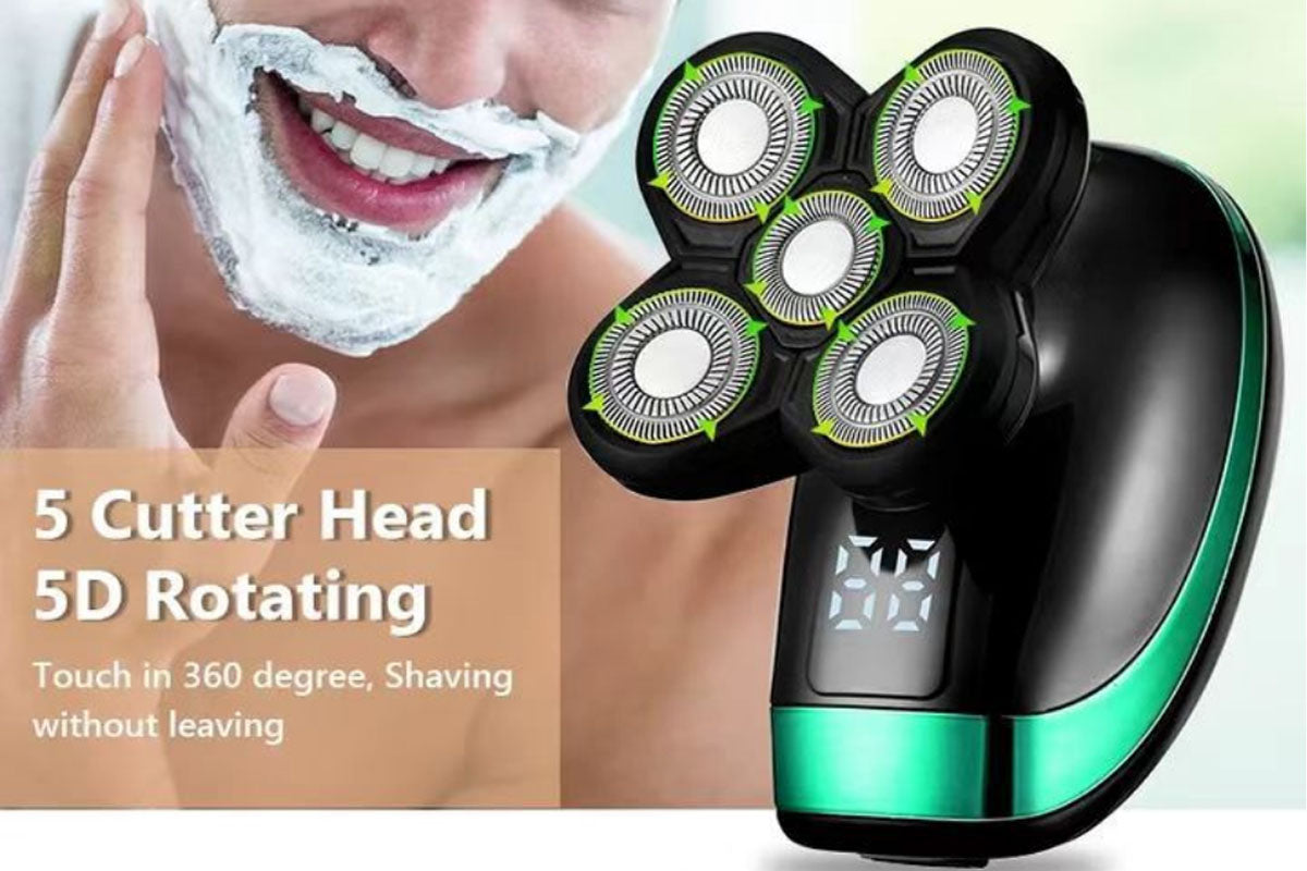 Detachable Head Shavers for Men 5 in 1 Electric Waterproof Digital Display Razor Wet/Dry Bald Head Shavers