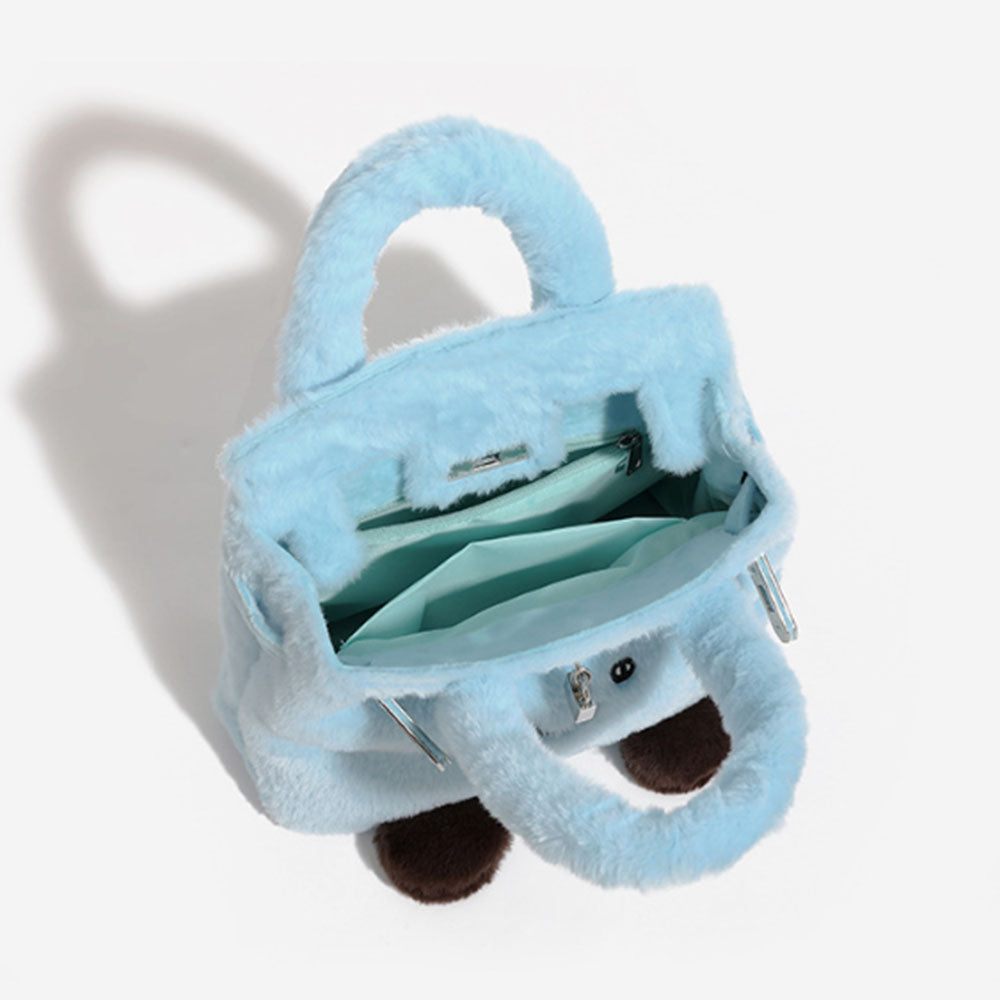 3 In 1 Cute Face Birkin-Inspired Plush Backpack