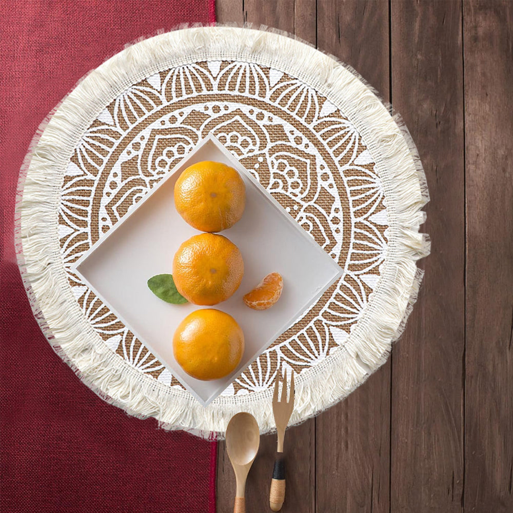 2Pcs Jute Woven Round Tableware Mat Table Mat for Dining Room Kitchen Table Decor
