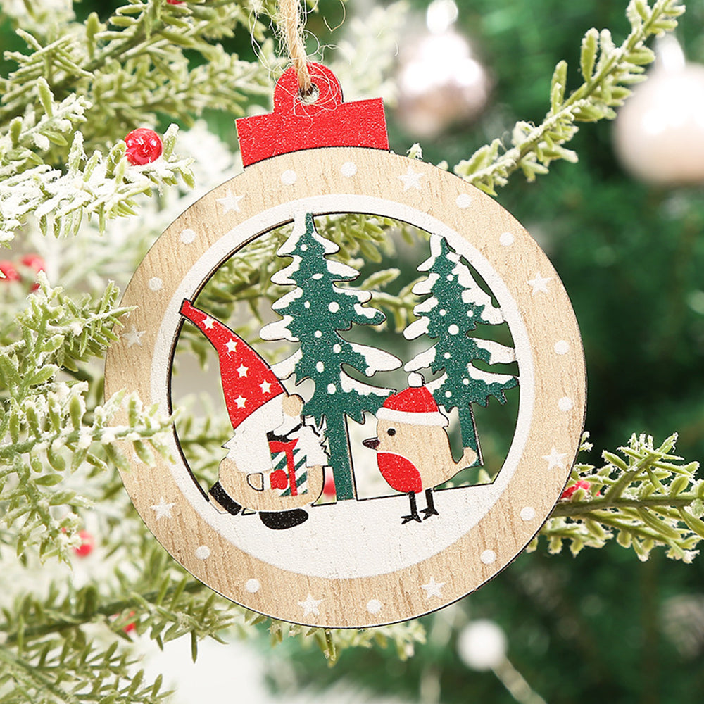 Christmas Round Wood Pendants-Christmas Tree