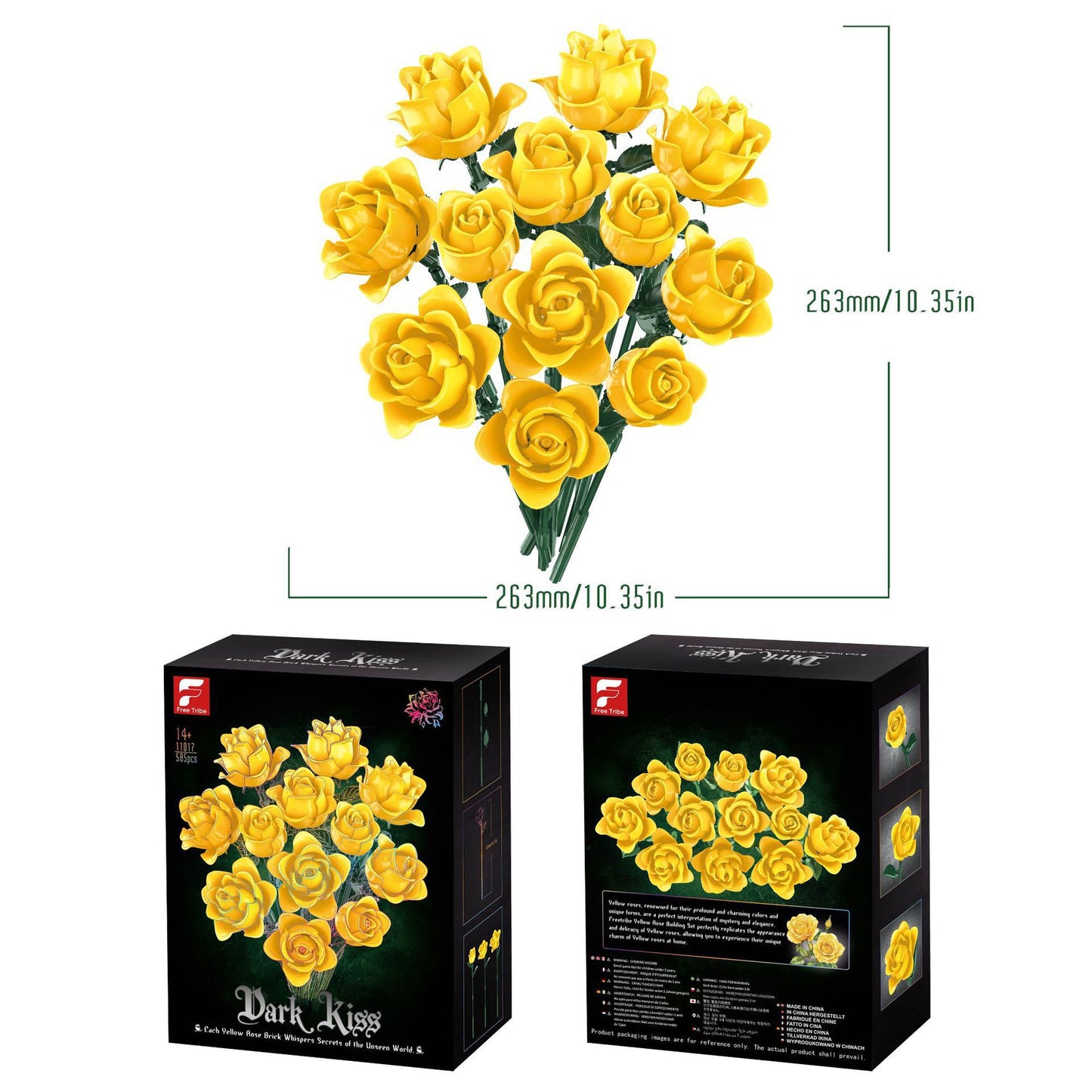 DIY 585-Piece Building Blocks Rose Bouquet Kit