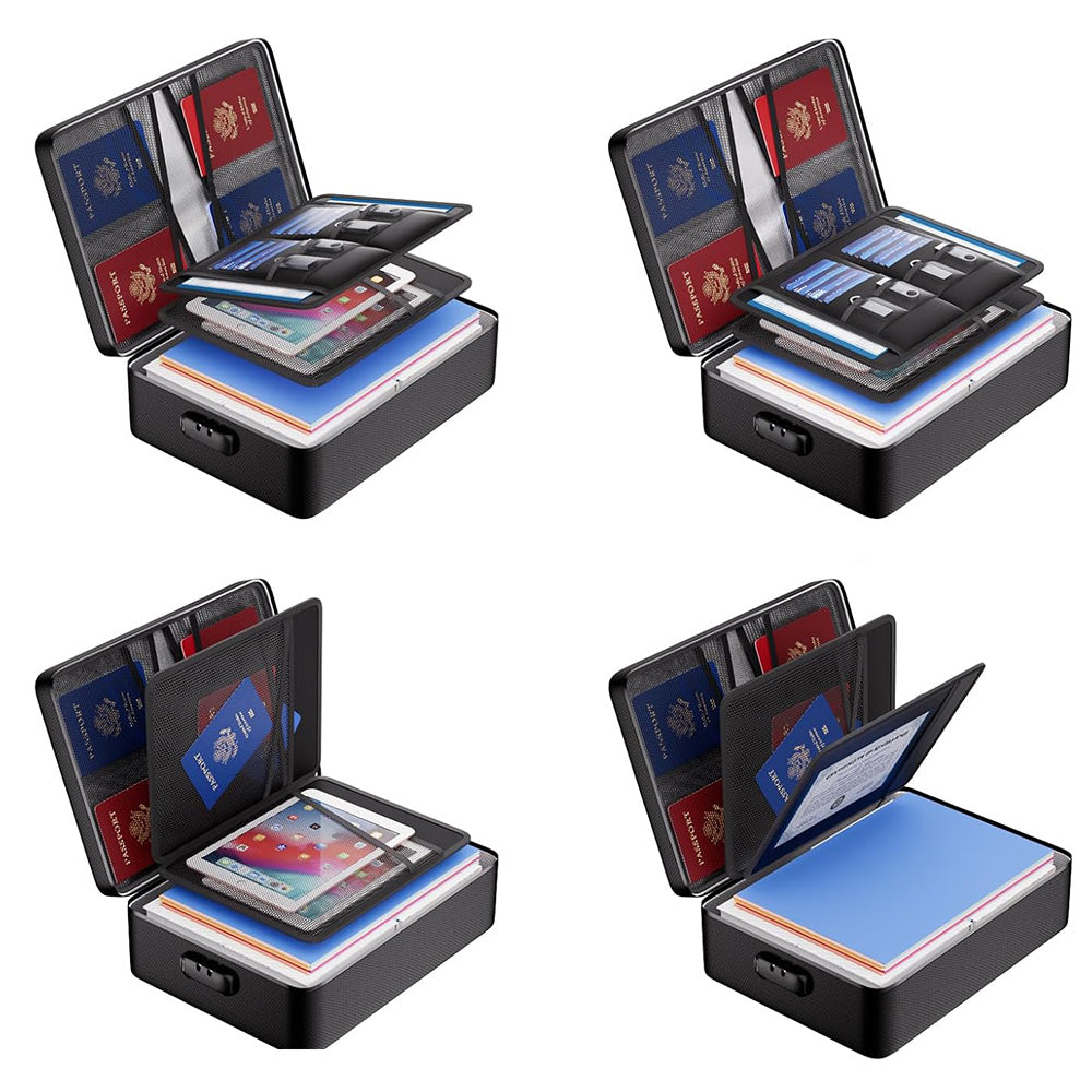 Water Resistant Document Storage Bag with Password Lock and Handle