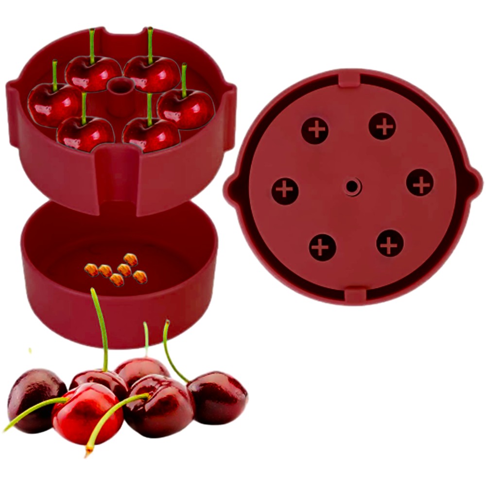 2Pcs Portable Cherry Pitter Corer Tool Labor-Saving Push Down Multiple Cherries Seed Remover