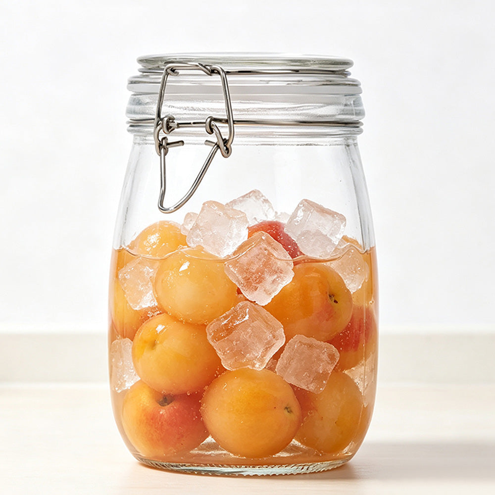 1000ml Clear Glass Airtight Storage Jar with Clamp Lid and Silicone Seal