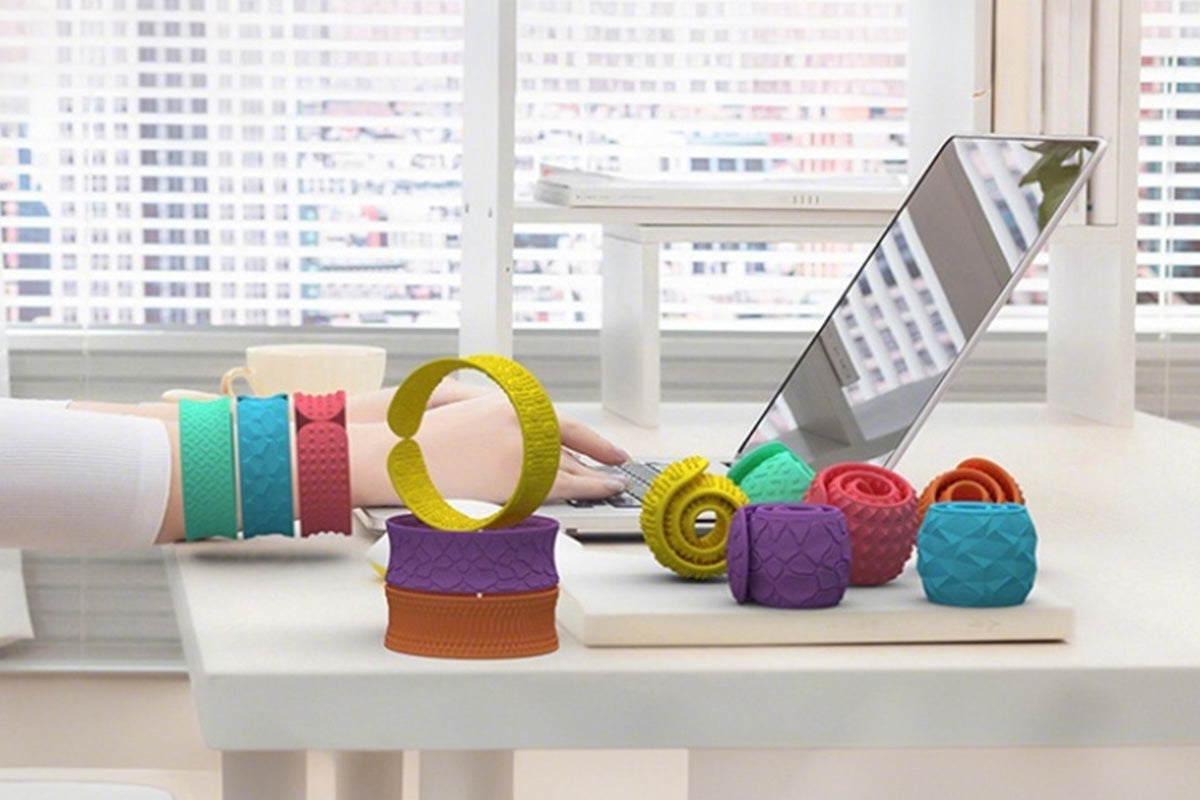 6 Pieces Sensory Textured Silicone Snap Bracelets Fidget Toys