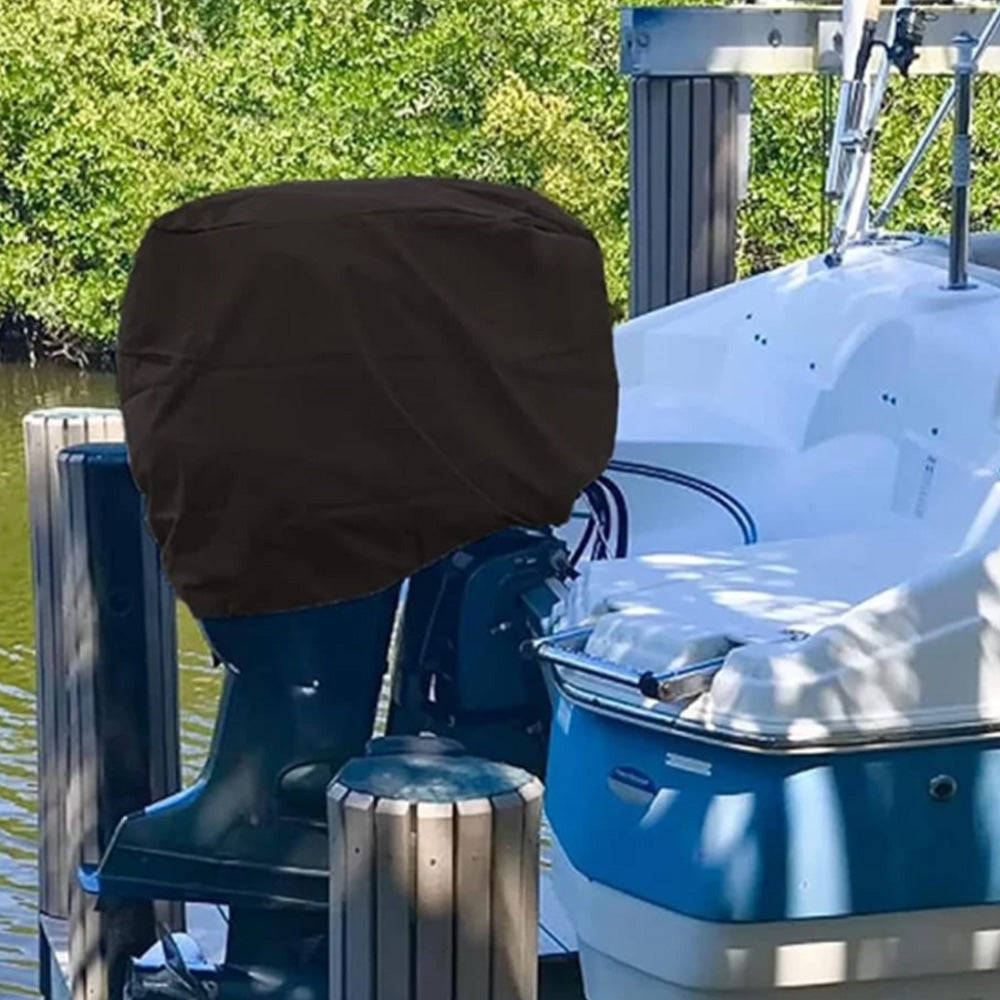 Outboard Motor Cover Engine Dust Cover Waterproof UV Resistant for Boat-Black