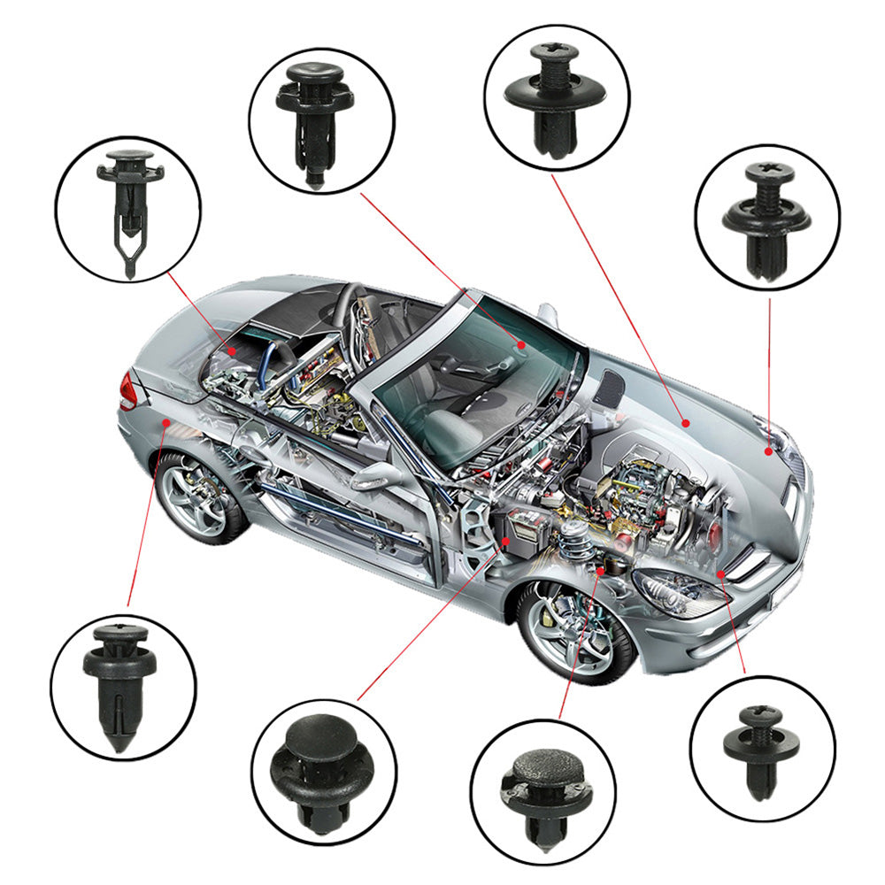 625 Piece Car Trim Clip Fastener Kit 16 Sizes with Tool and Box