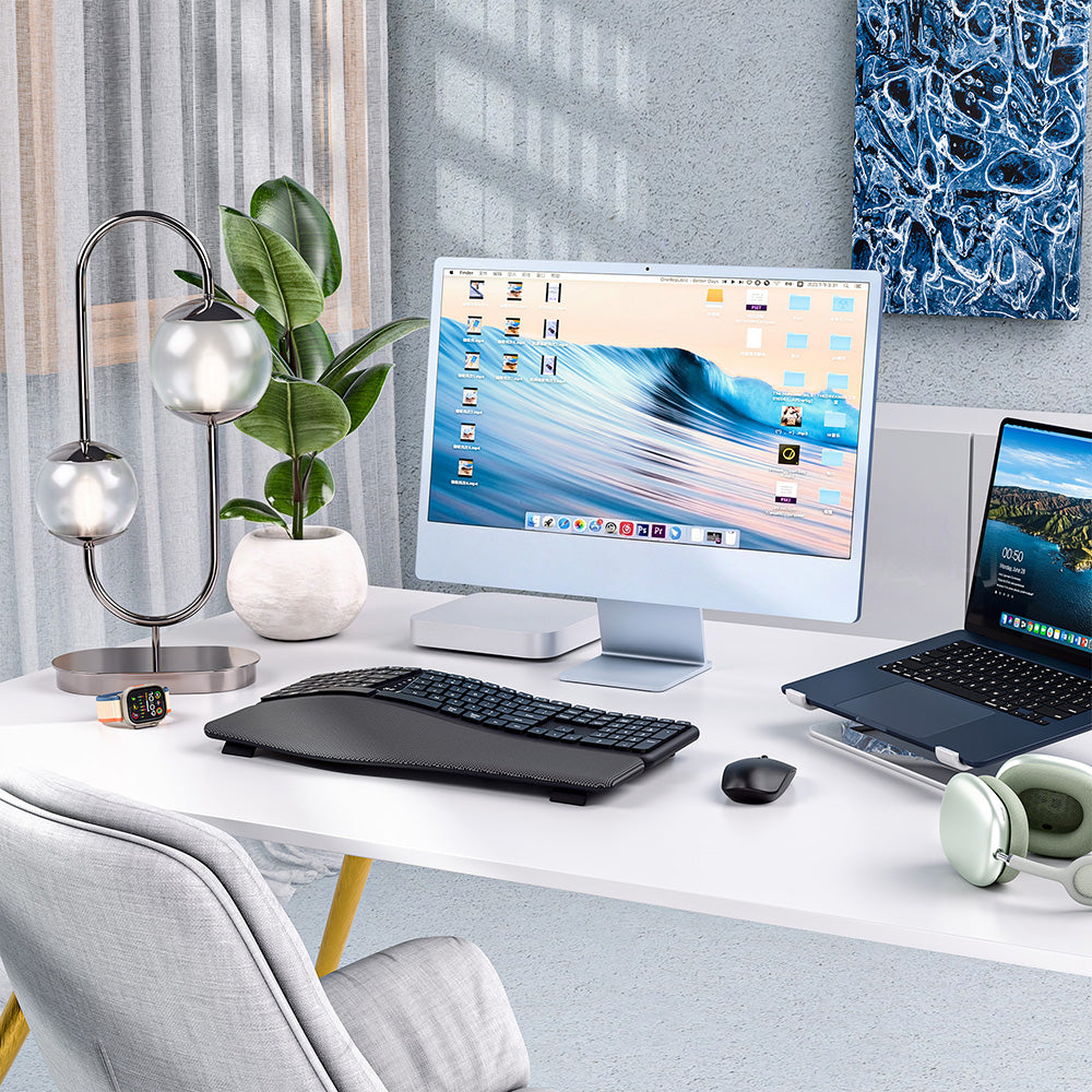 111-Key Rechargeable Dual-Mode Bluetooth Keyboard with Memory-Foam Wrist Rest