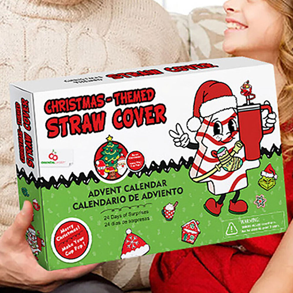 Advent Calendar 24 Days of Christmas Surprises with 10mm Straw Toppers