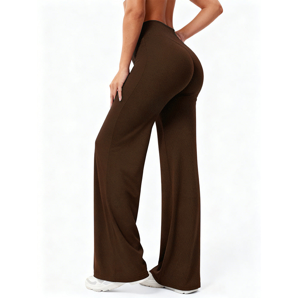 High-Waist Straight-Leg Micro-Flare Yoga Pants with Tummy Control for Workout-Coffee