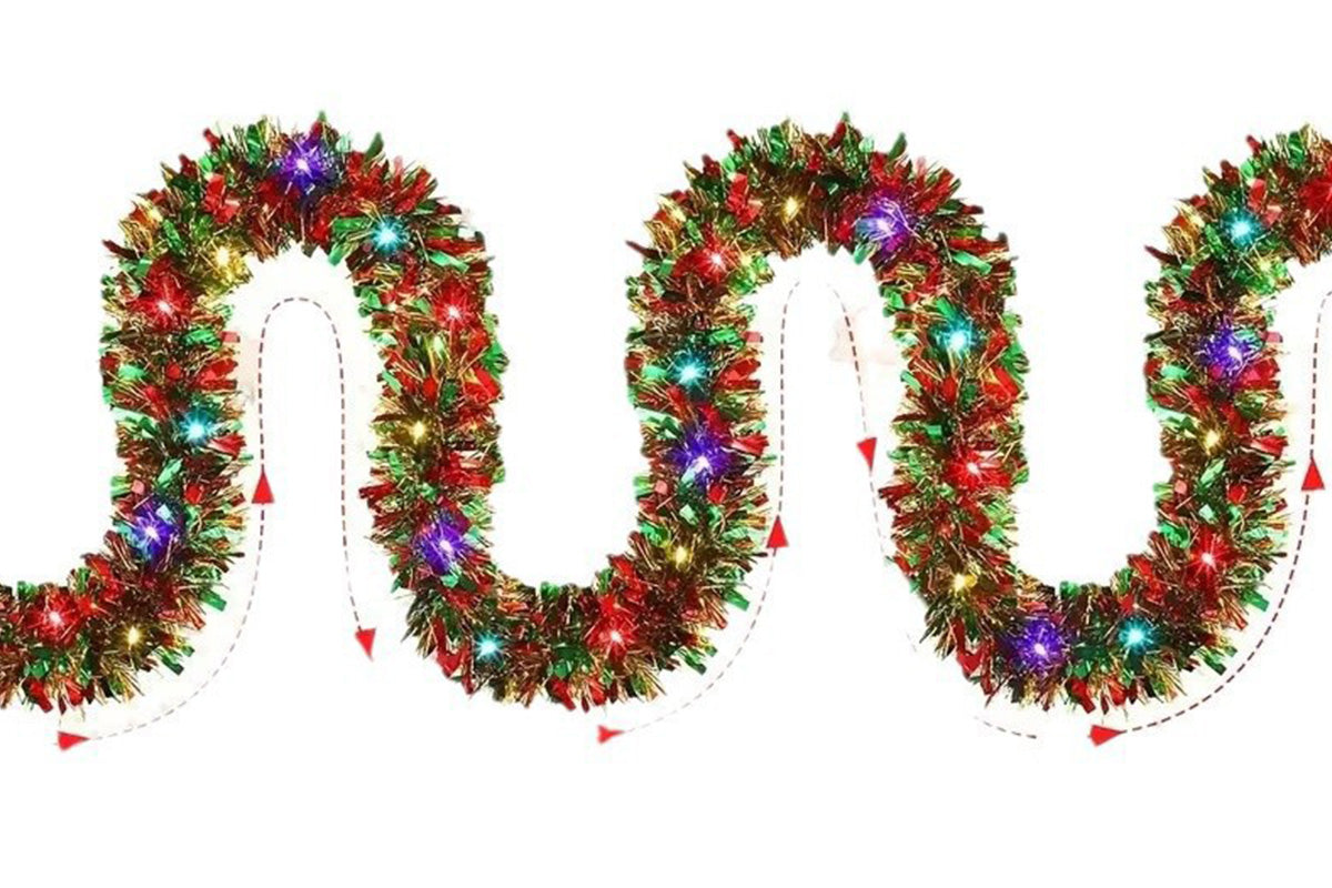 5M Christmas Garland With String Lights Hanging Tinsel Garlands For Xmas Tree