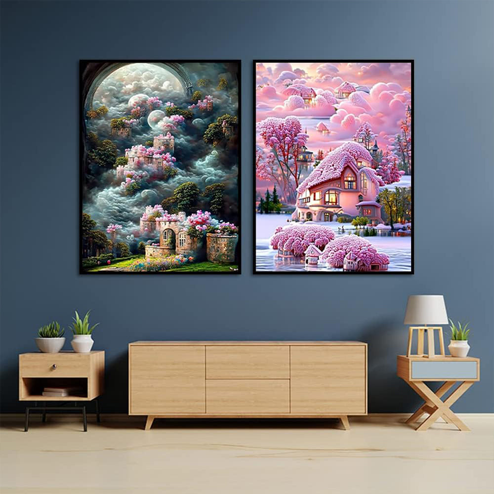 5D Diamond Painting Fantasy Cottage Castle Kits for Kids Adults Beginners