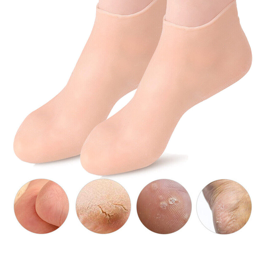 2 Pairs Foot Care Socks Silicone Moisturizing Socks-Cuticolor+Pink