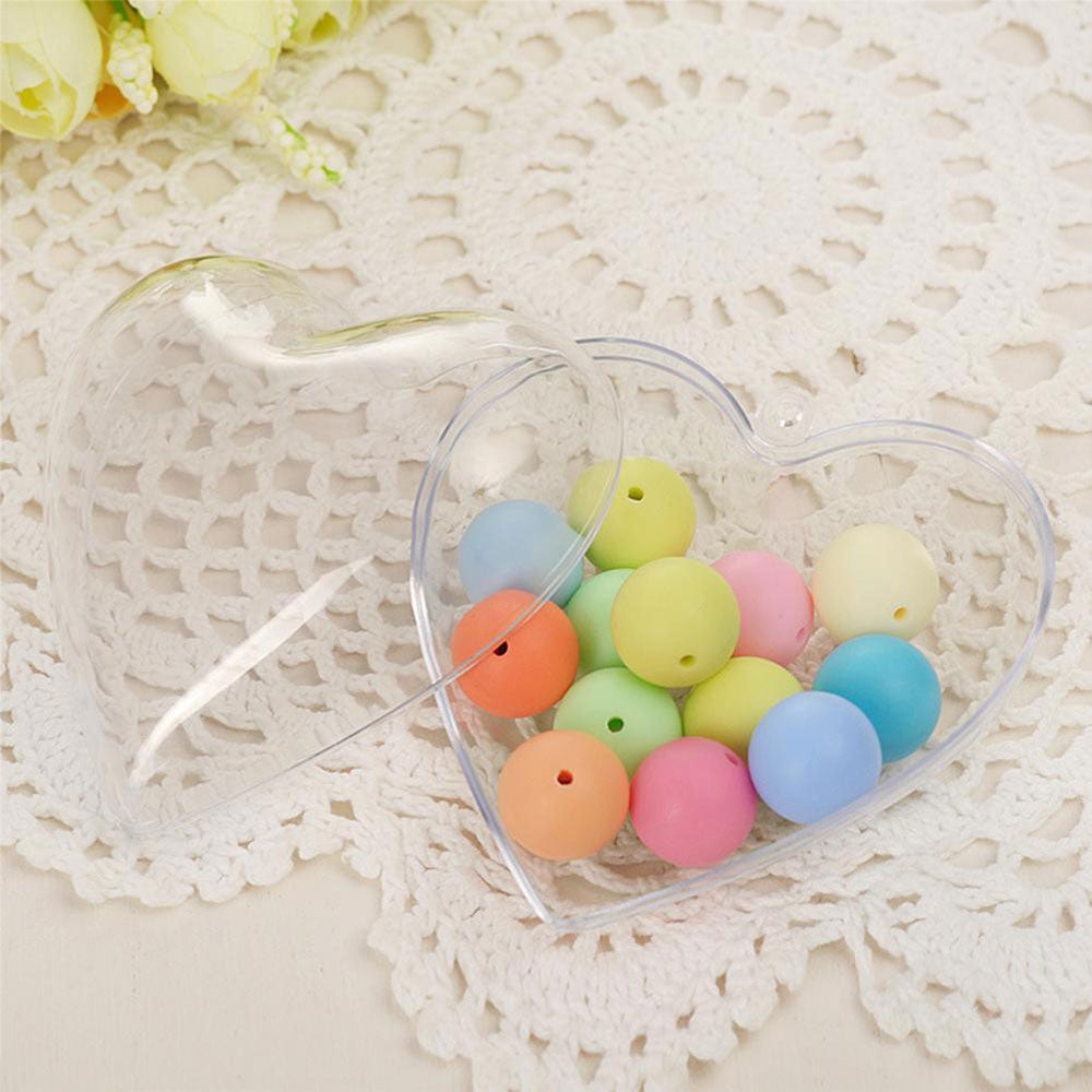 5Pcs Christmas Heart-Shaped Plastic Baubles Fillable Clear Balls Xmas Tree Decor