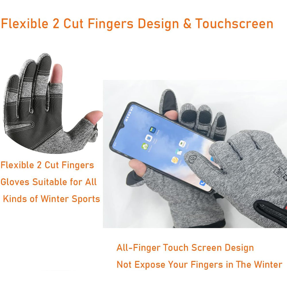 Winter Fishing Gloves with 2 Flip Finger for Touchscreen