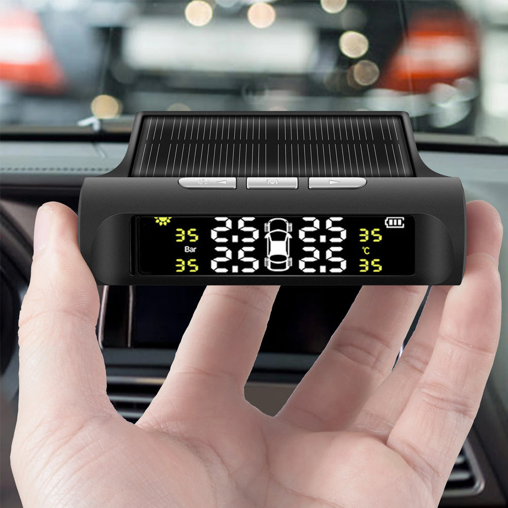Wireless Solar Car Tire Pressure Monitoring System with 4 External Sensors