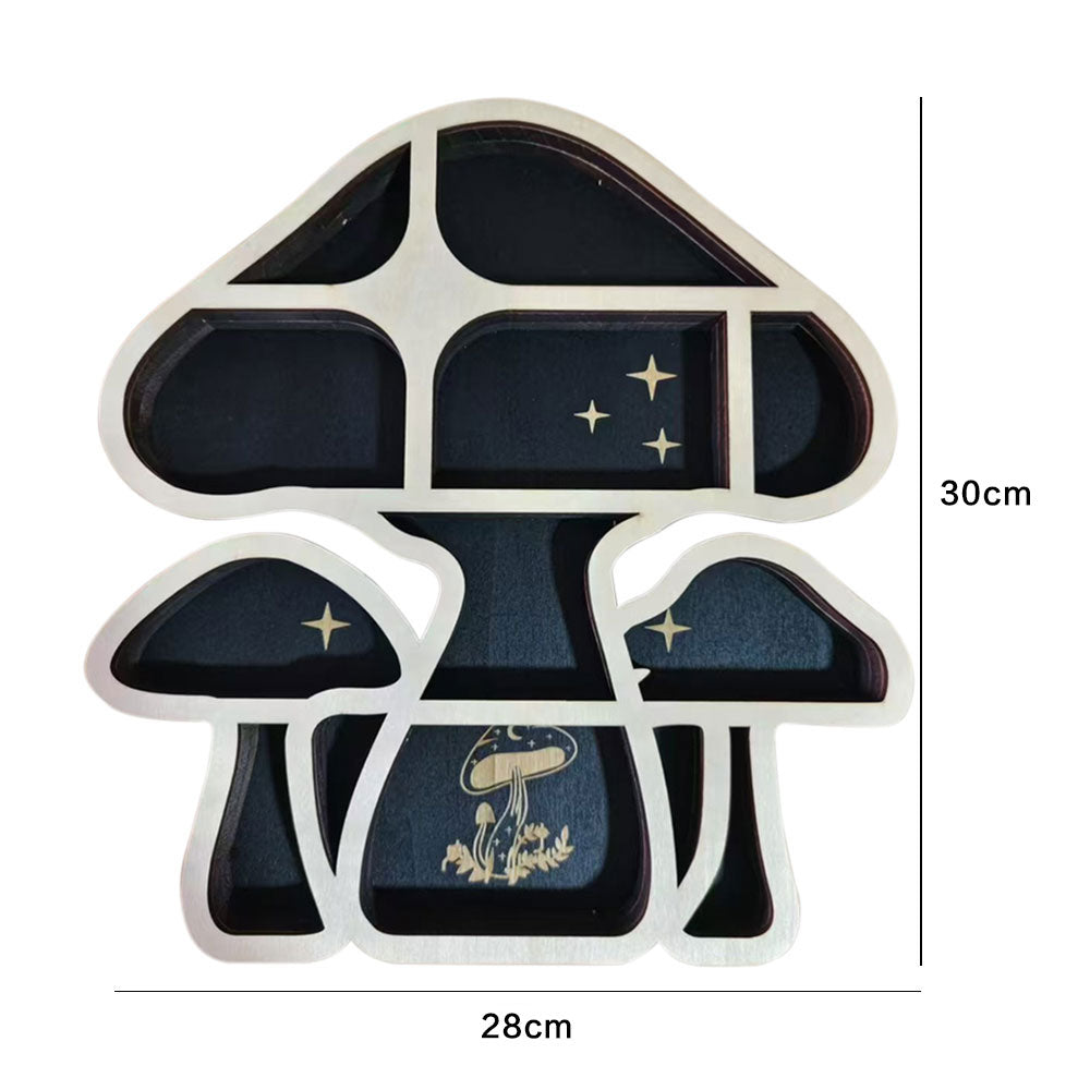 Wooden Shelf Halloween Crystal Display Shelf Decor-Mushroom