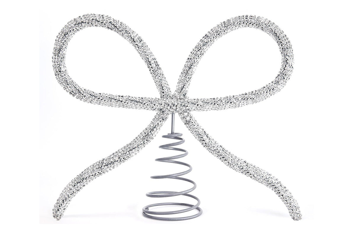 Sparkling Christmas Tree Top Bow for Holiday Decoration