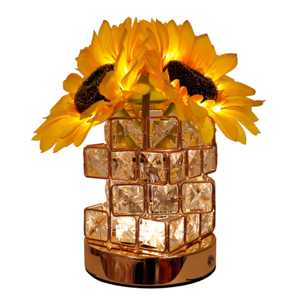 3-Color Dimming Wireless Sunflower Lamp Rechargeable Touch Table Light