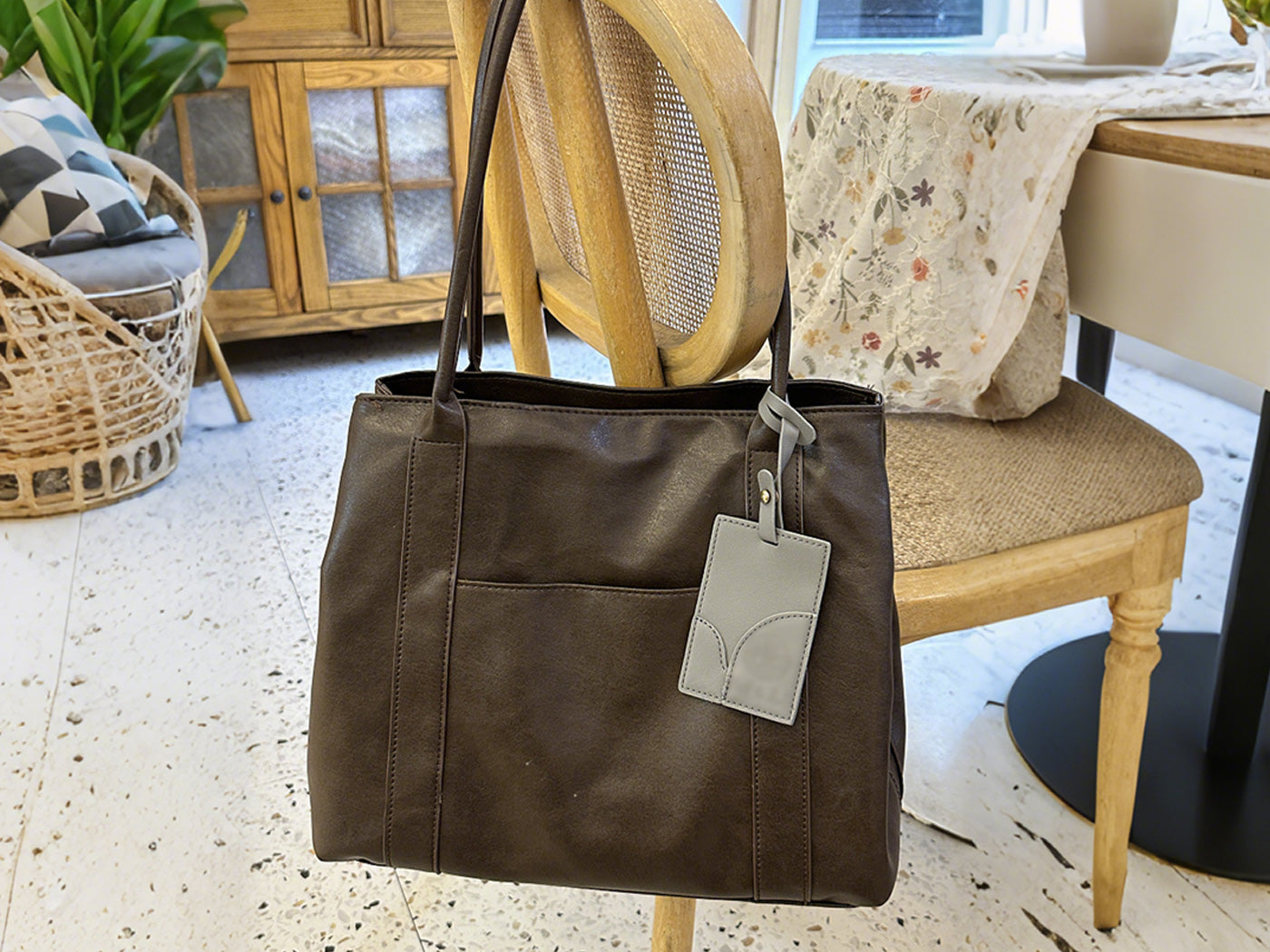 Three Layers Totes Shoulder Bag PU Leather Bag with Magnetic Snap Closure
