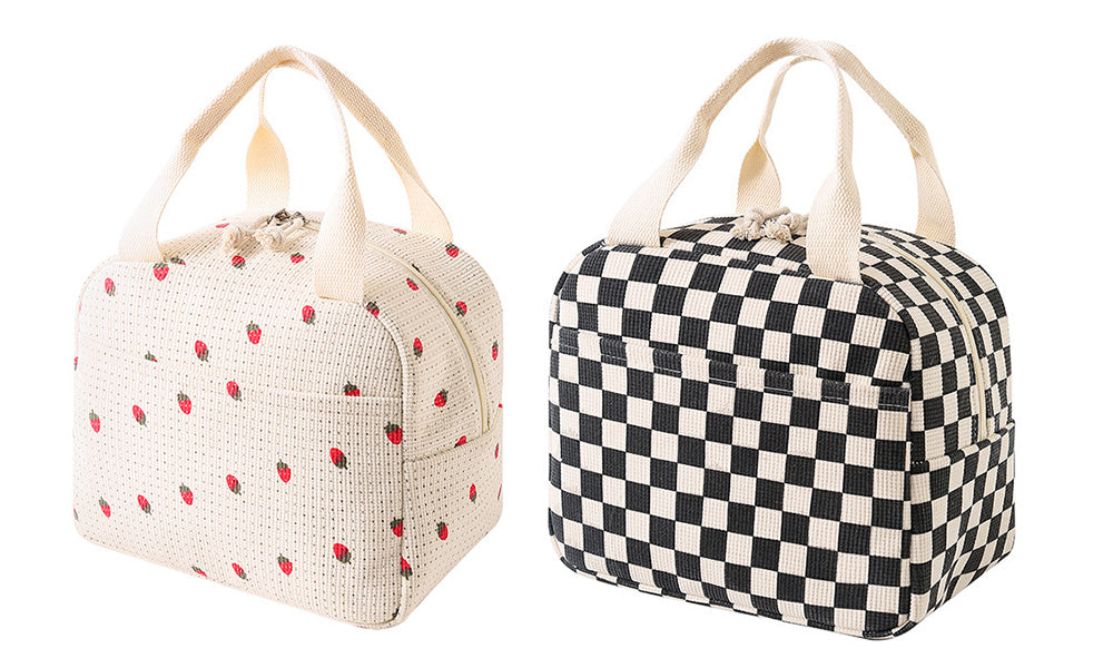 Insulated Corduroy Lunch Bag with Durable Tote Handle