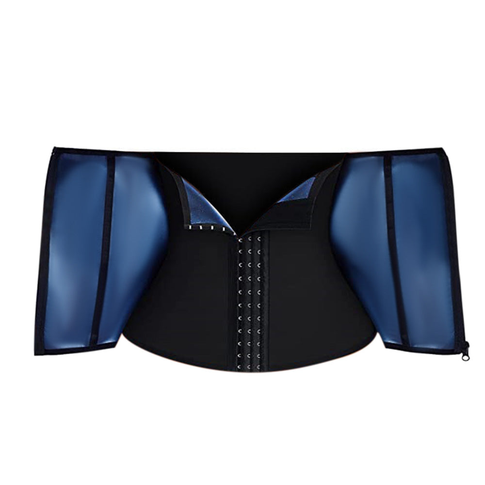 Womens Workout Waist Trainer 3-Row Hook and Zip Slimming Belt for Yoga Fitness-Blue