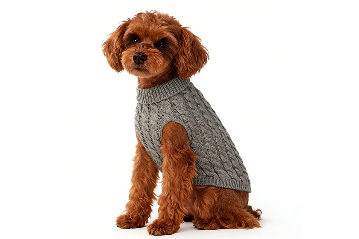 Puppy Dog Jumper Winter Warm Knitted Sweater Pet Clothes for Small Dogs Coat-Grey