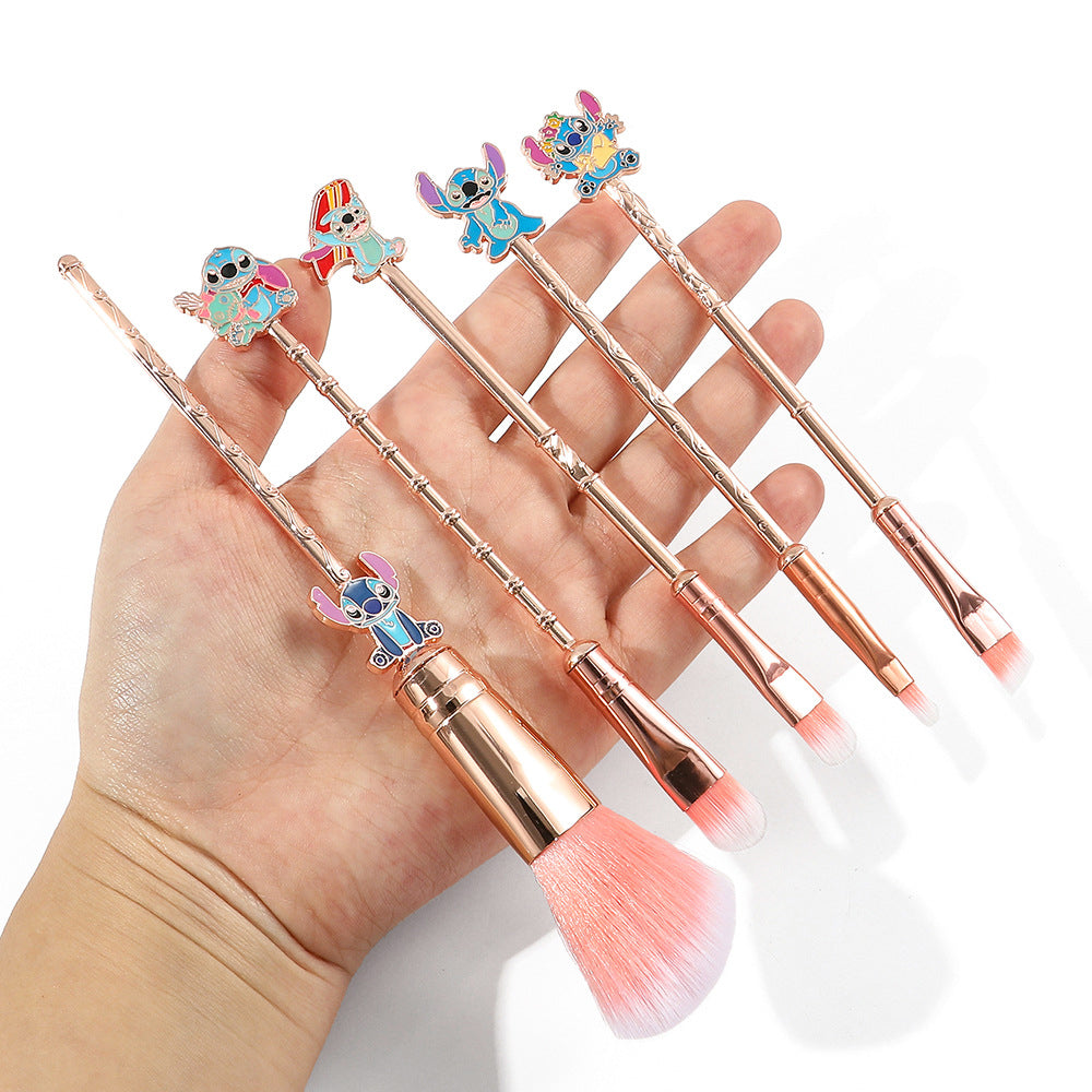 Stitch Inspired 5Pcs Makeup Brushes Set with Drawstring Bag