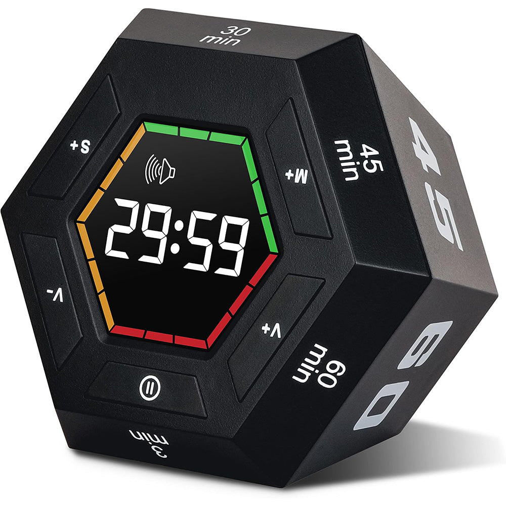 Pomodoro Timer Hexagon Visual Flip Electronic Timer with LED Digital Display