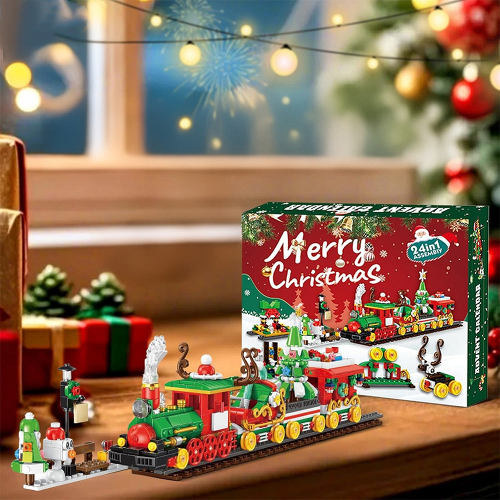 Advent Calendar Countdown Christmas Train Building Blocks Set Christmas Toy