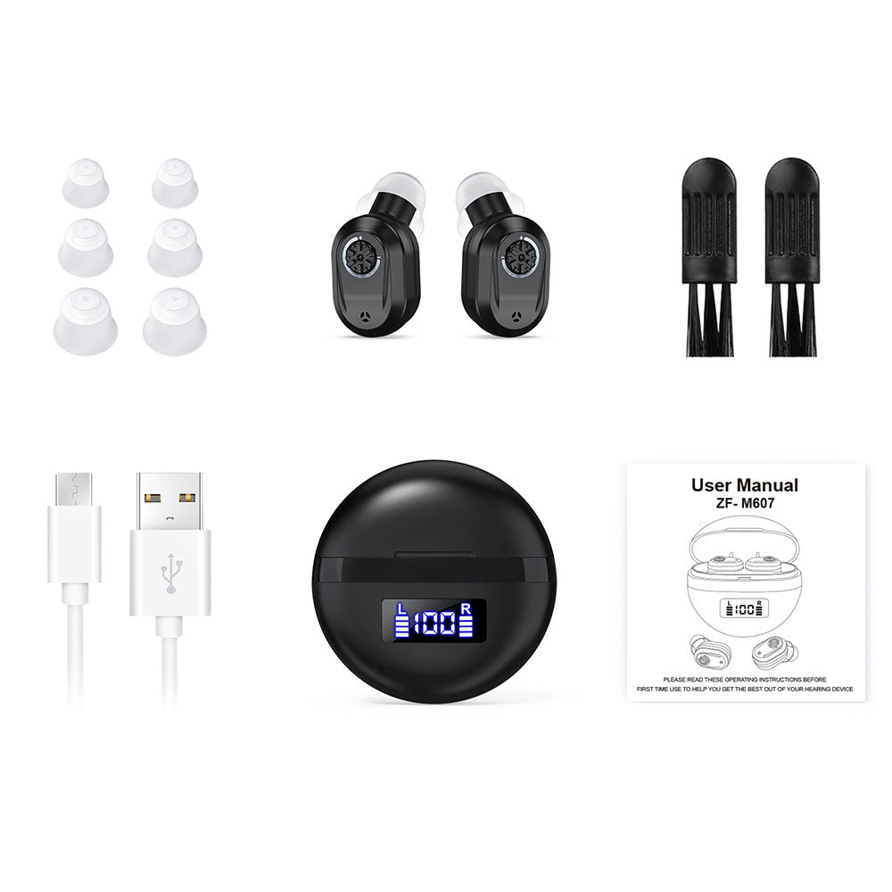 1 Pair Invisible Digital Hearing Aids Rechargeable Mini Sound Enhancer Amplifier