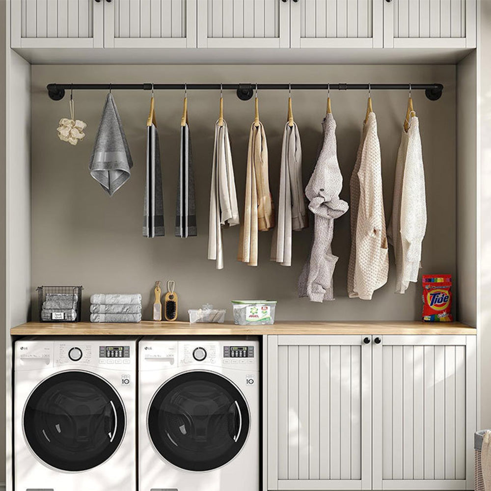 183cm Heavy Duty Galvanized Carbon Steel Wall Mounted Clothes Rack