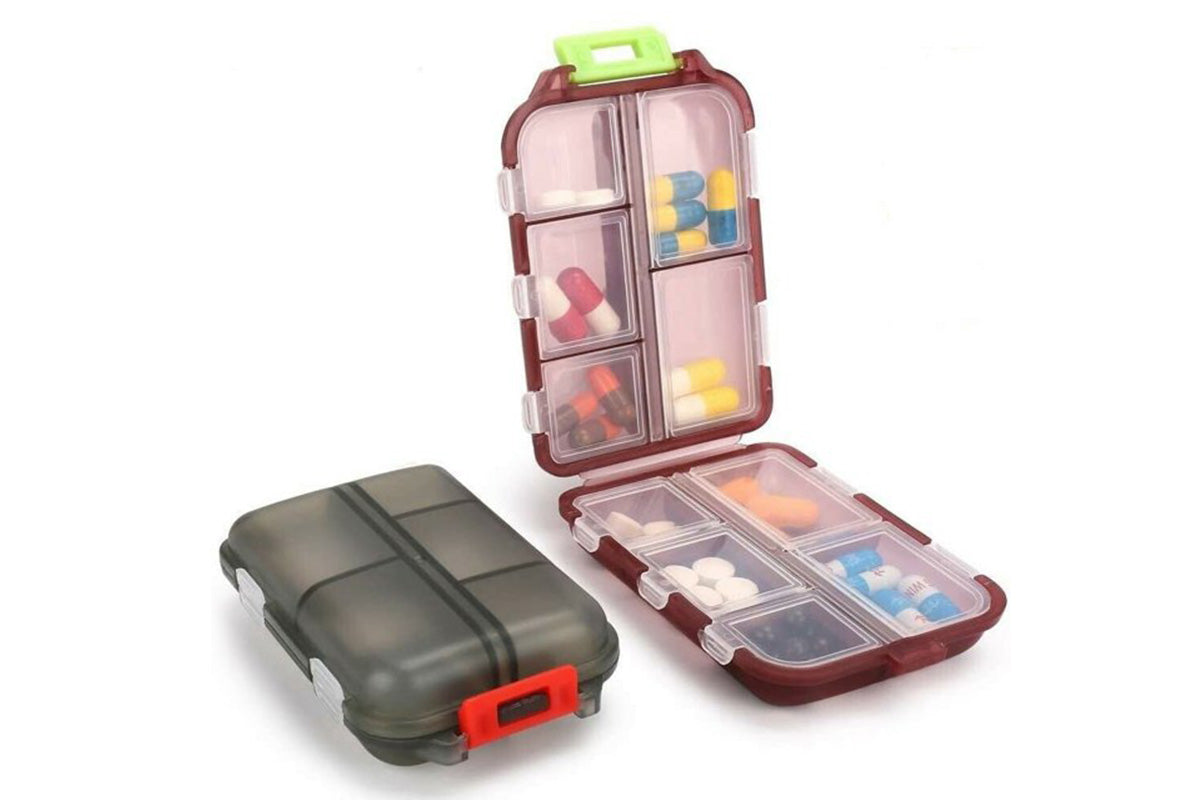 Travel Pill Boxes Pill Organizer 24 Lables 10 Grids Travel Daily Pill Container
