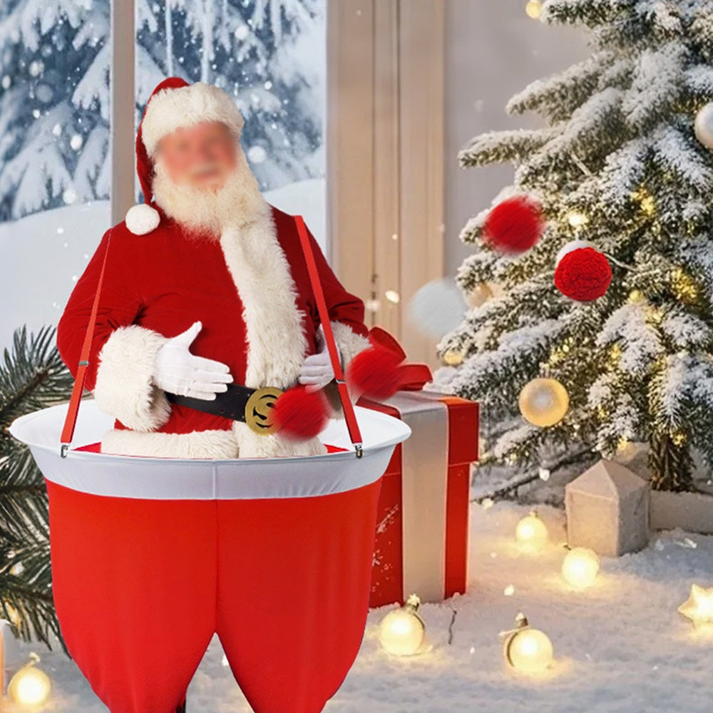 Christmas Santa Pants Toss Yard Game for Adults with 20 Plush Balls and Hat