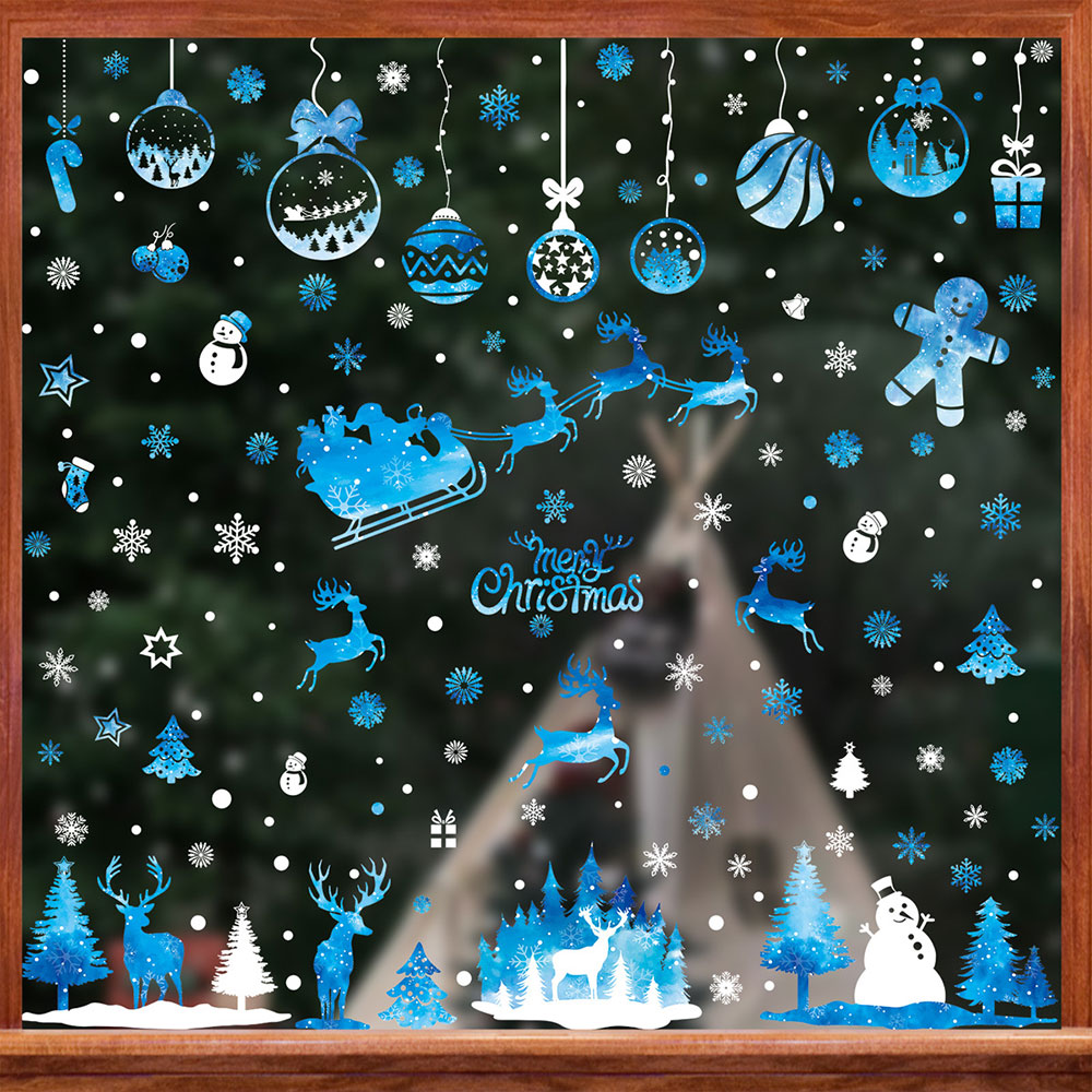 Christmas Window Glass Sticker Decal Snowman Shop Xmas Party Wall Decor