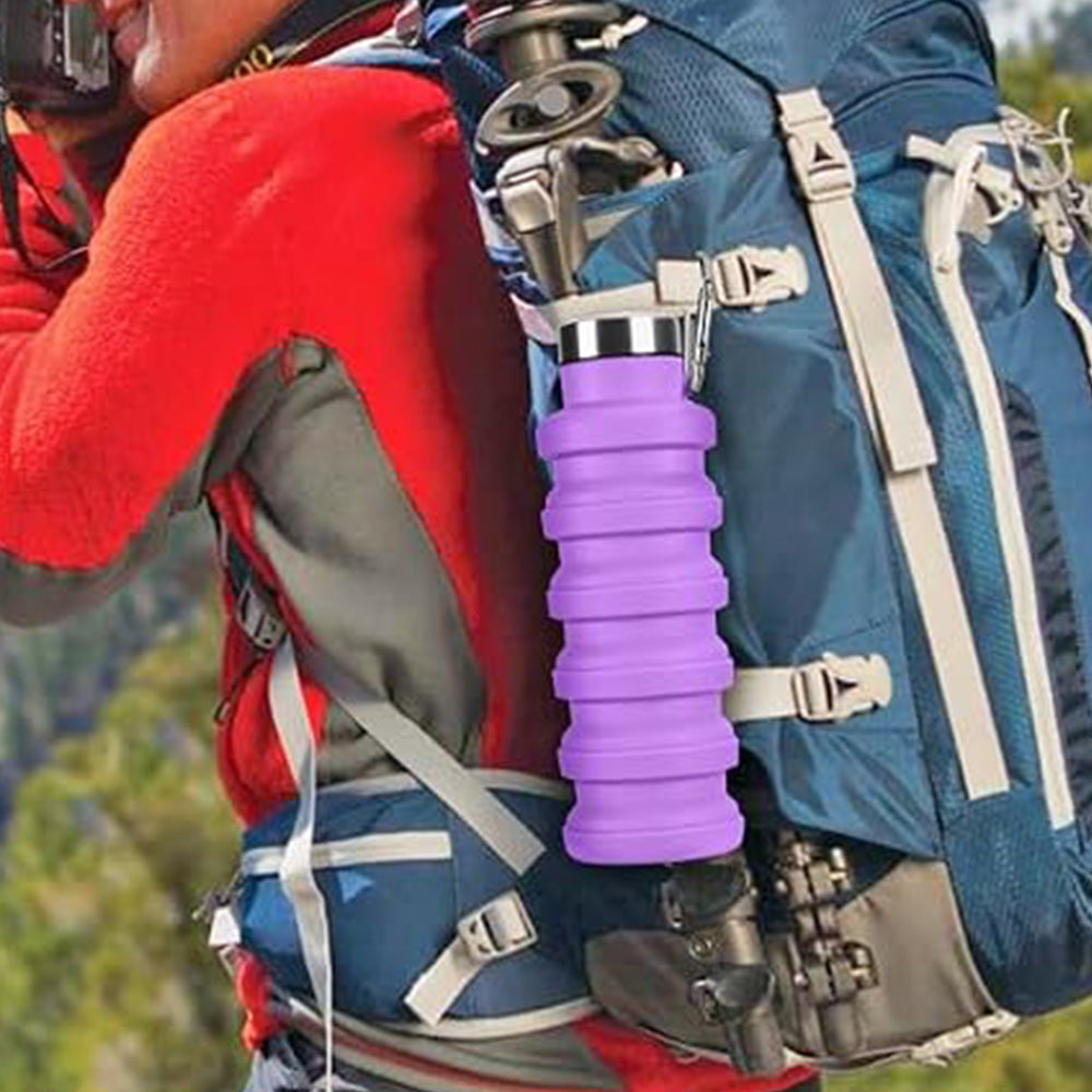 500ml Collapsible Silicone Water Bottle with Hanging Hole for Outdoor Office