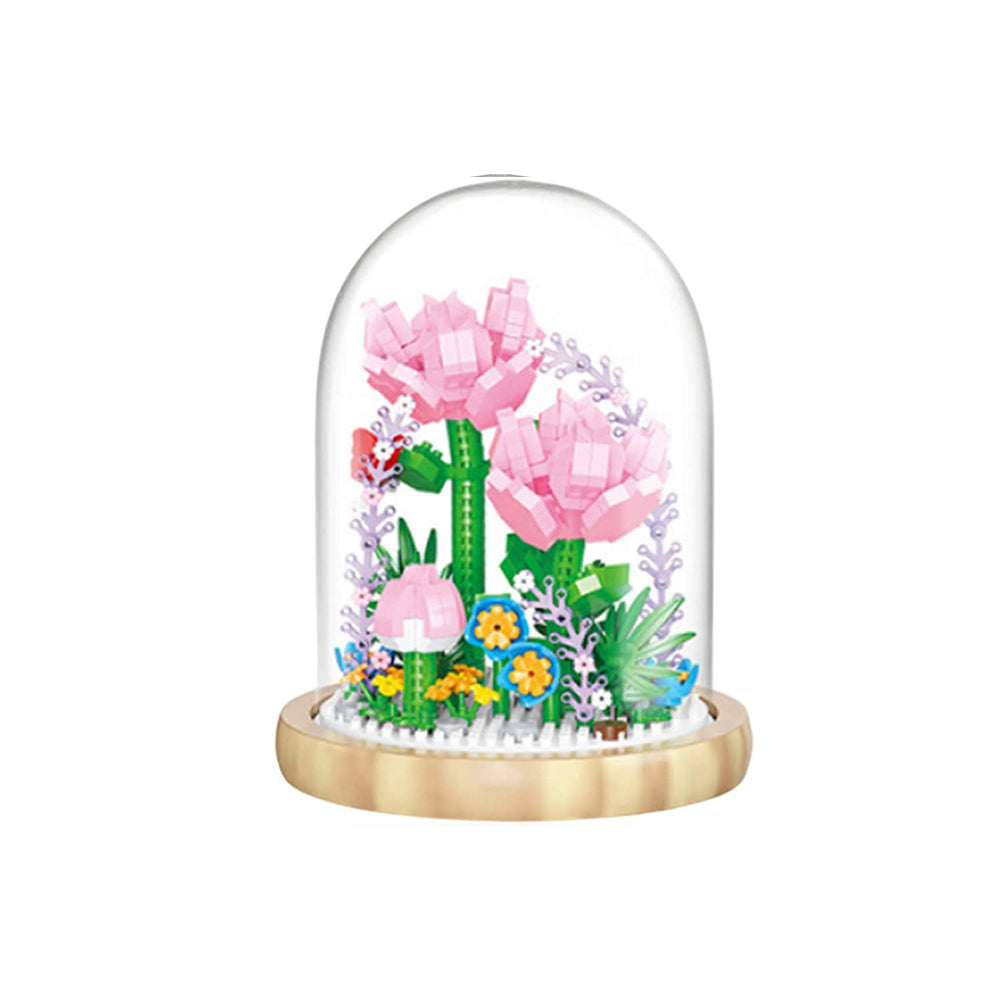 Building Blocks Flower Set Rose Flower Bouquets Toys with Dust Cover Home Decor