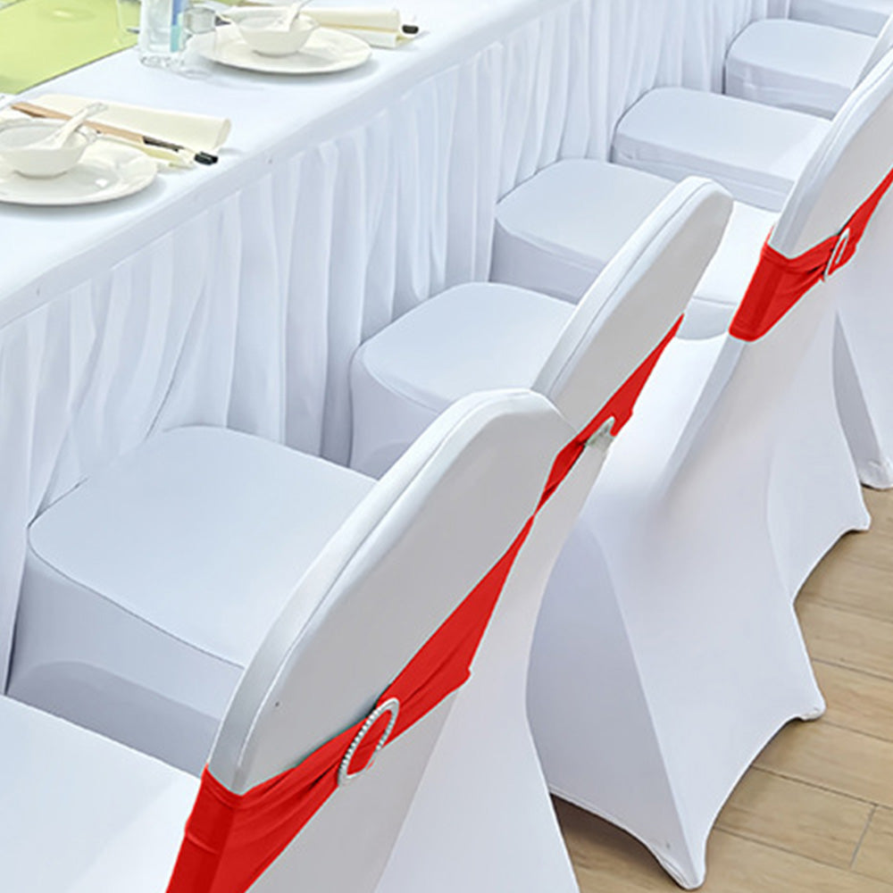 30Pcs Elastic Chair Sashes Bows with Buckle Spandex Chair Bands for Weddings Parties Meetings