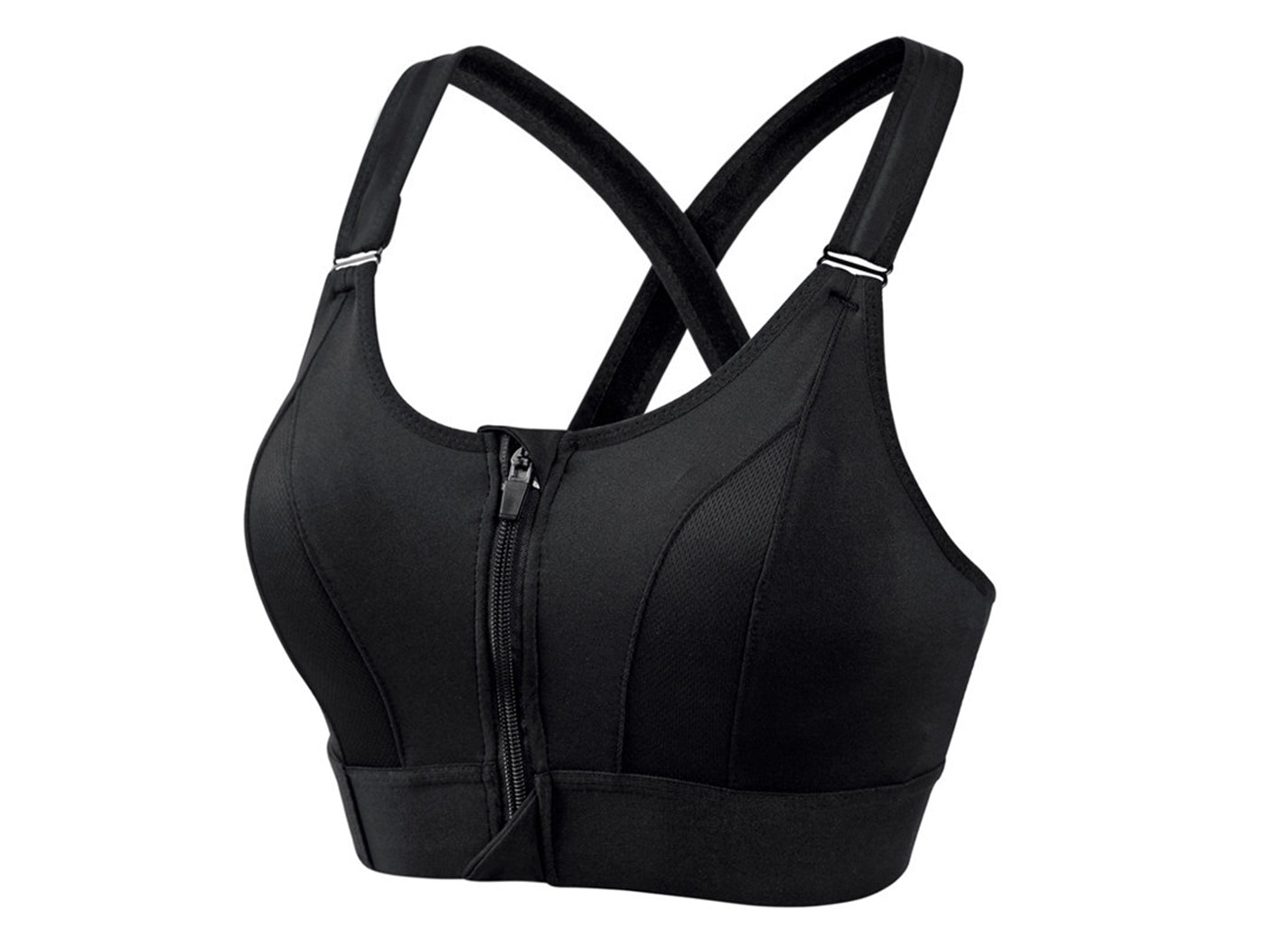 Adjustable Supportive Sports Bra with Front Zipper for Women