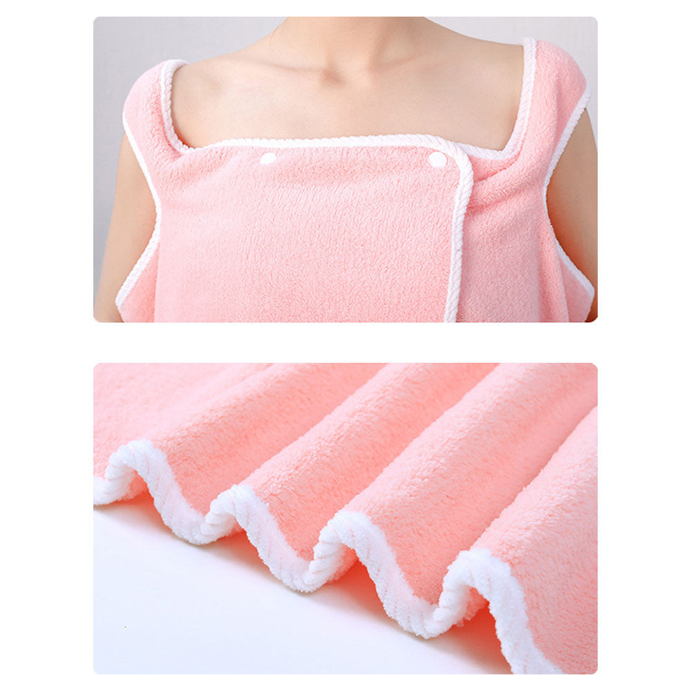 135x80CM Coral Fleece Bath Towel Wearable Wrap Absorb Bathrobe With Pocket