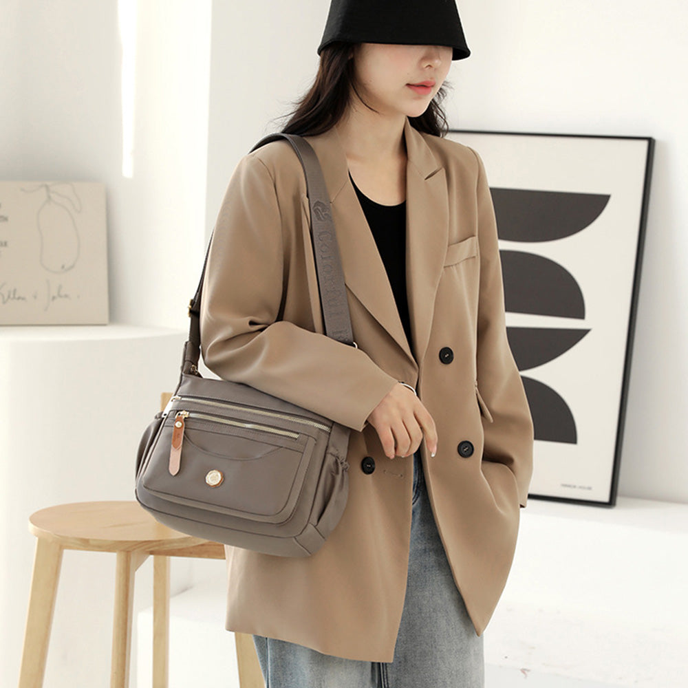 Multi-Pocket Splash-Proof Nylon Crossbody Shoulder Bag