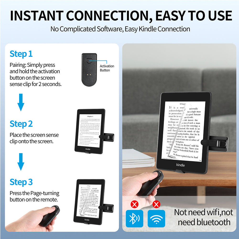 Wireless Page Turner for Kindle Tablets with Selfie Shutter Stand Function