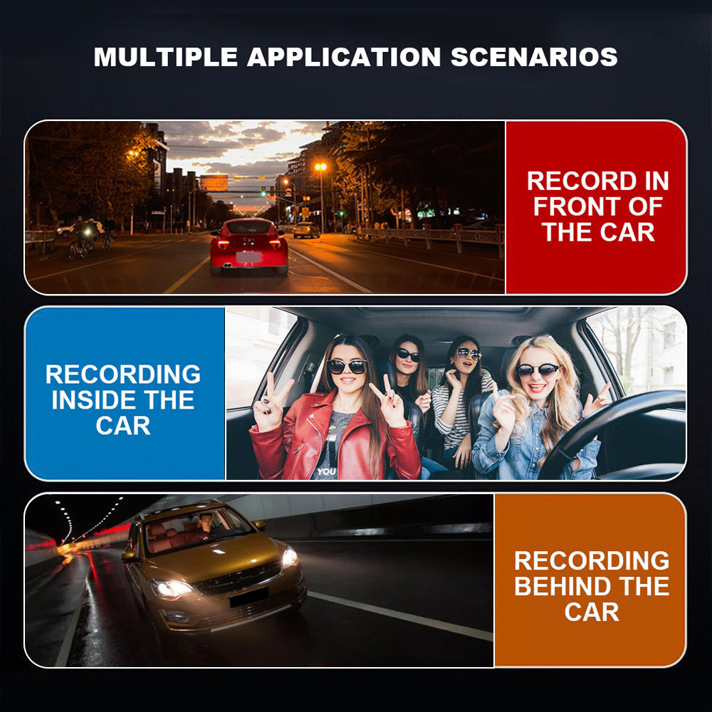 WiFi HD 1080P Night Vision Gravity Sensor Dash Cam-Front+ Inside Camera + Rear Camera