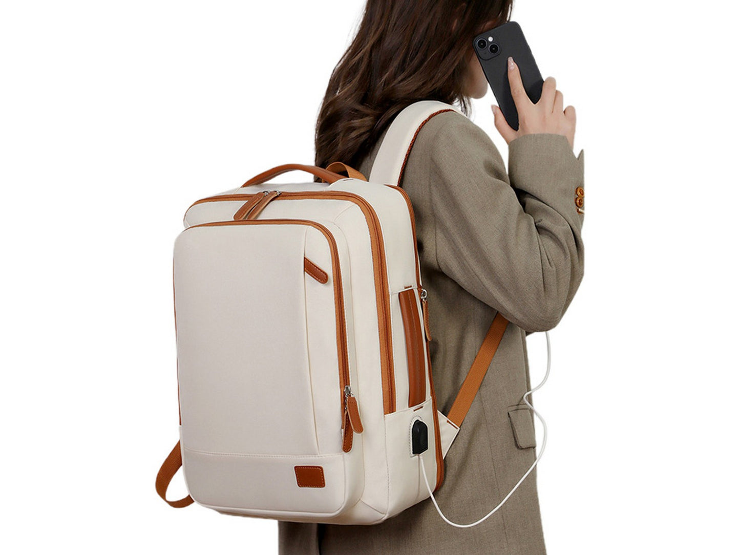 Expandable 26L Commuter Backpack - Water-Resistant Laptop Bag with USB Port