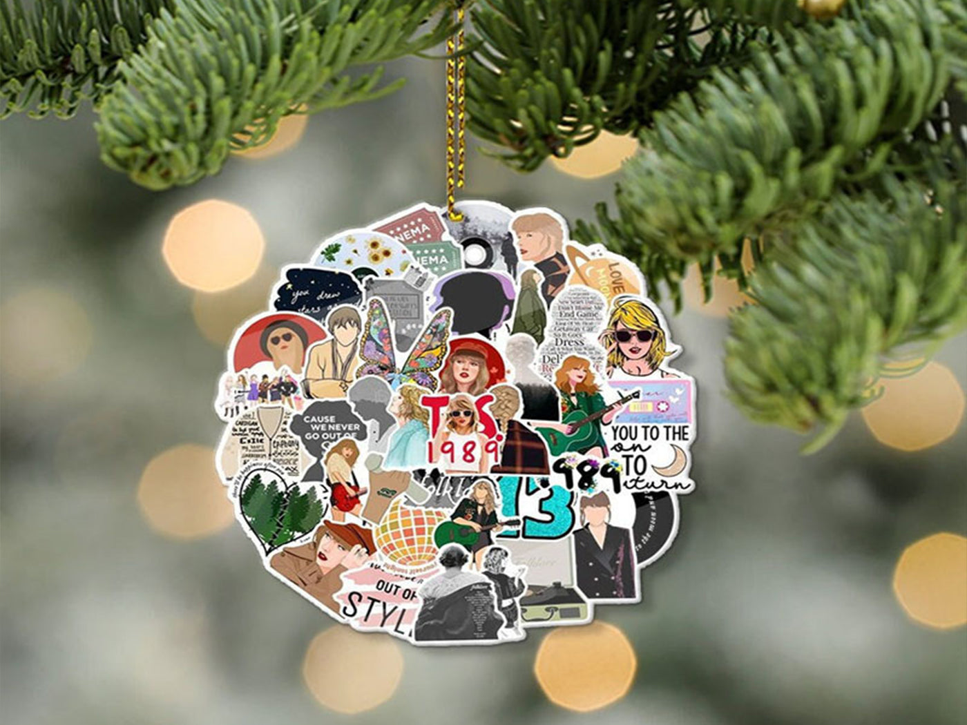 2Pcs Taylor Swift Inspired Pendant Christmas Tree Decorations