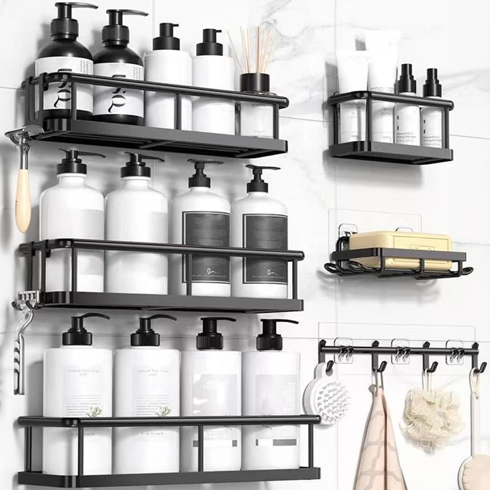 6 Pack Wall Mounted Shower Caddy Set No Drill Bathroom Organizer