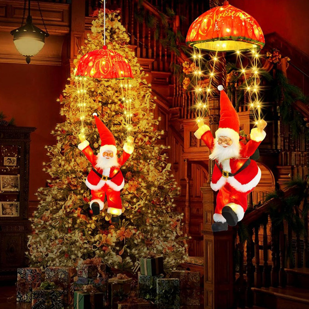 Christmas Decorations Santa Claus Parachute Lights LED Hanging Xmas Tree Decor